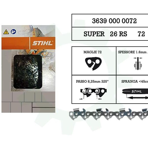 Catena STIHL 72 maglie passo 8,25 mm spessore 1,6 mm