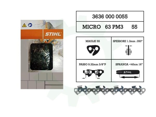 Catena motosega 55 maglie passo 9,32 mm spessore 1,3 mm