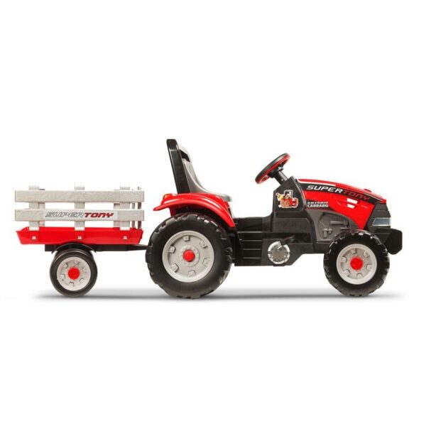 Trattore giocattolo a pedali con rimorchio per bambini Antonio Carraro