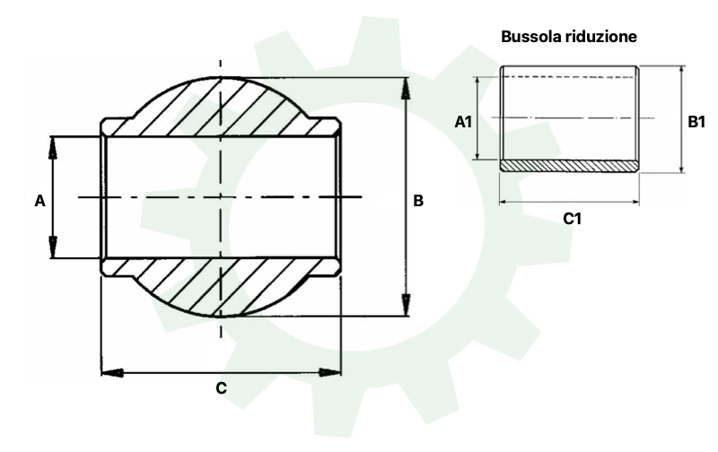 Rotula terzo punto completa di riduzione per trattori 42903003