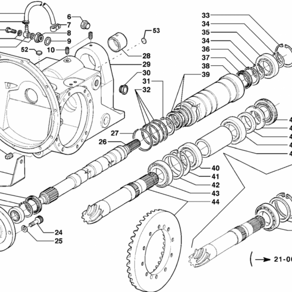 Esploso scatola e trasmissione anteriore Supertigre Serie 21