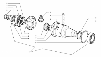 esploso ricambi differenziale a due satelliti per trattori serie 21 Antonio Carraro